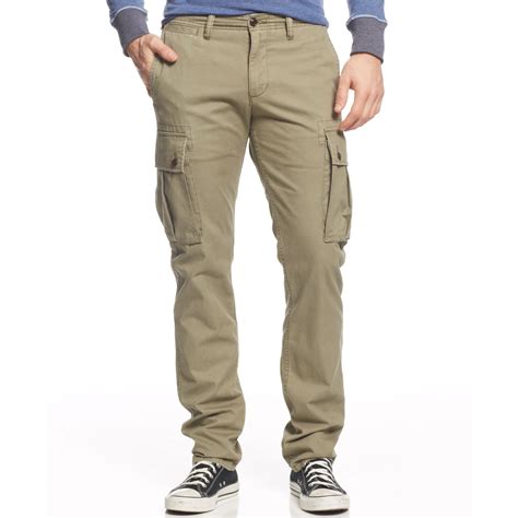 relaxed slim pants in khaki green cotton 